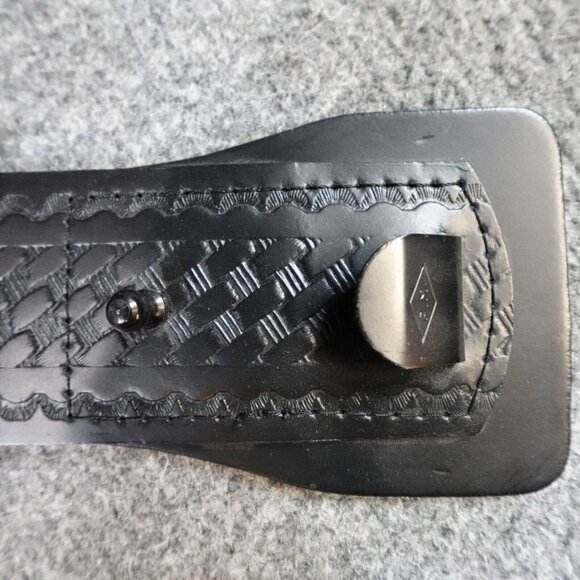 Task Force Belt XL / 44 Black Leather Full Grain Tooled USA Made 1 1/3" Width - Picture 3 of 5